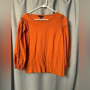 Banana Republic Orange Ruched Sleeve Blouse